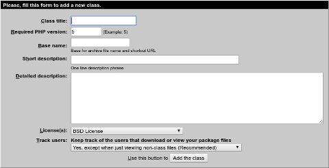 Package submission form